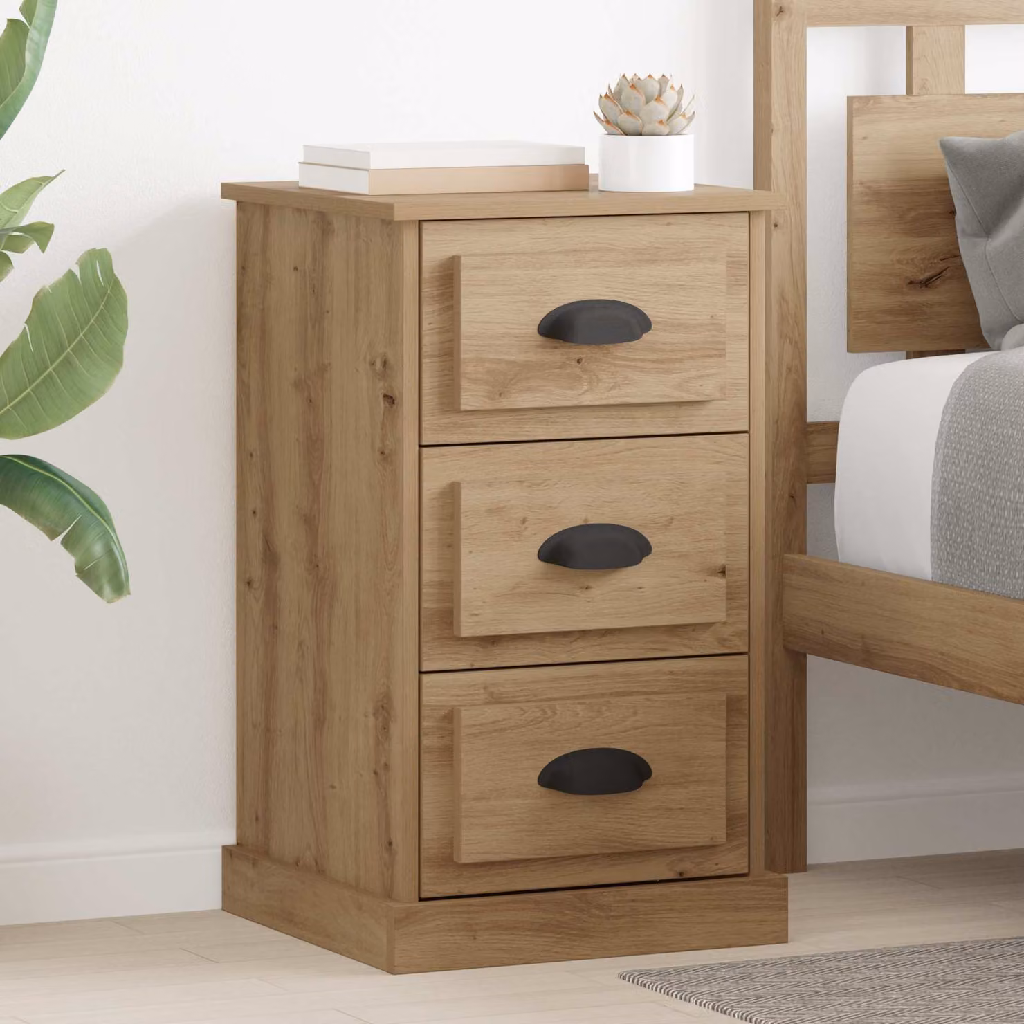 Armadio da notte vidaXL in legno stile rustico color rovere, L 39 cm x P 39 cm x H 67,5 cm