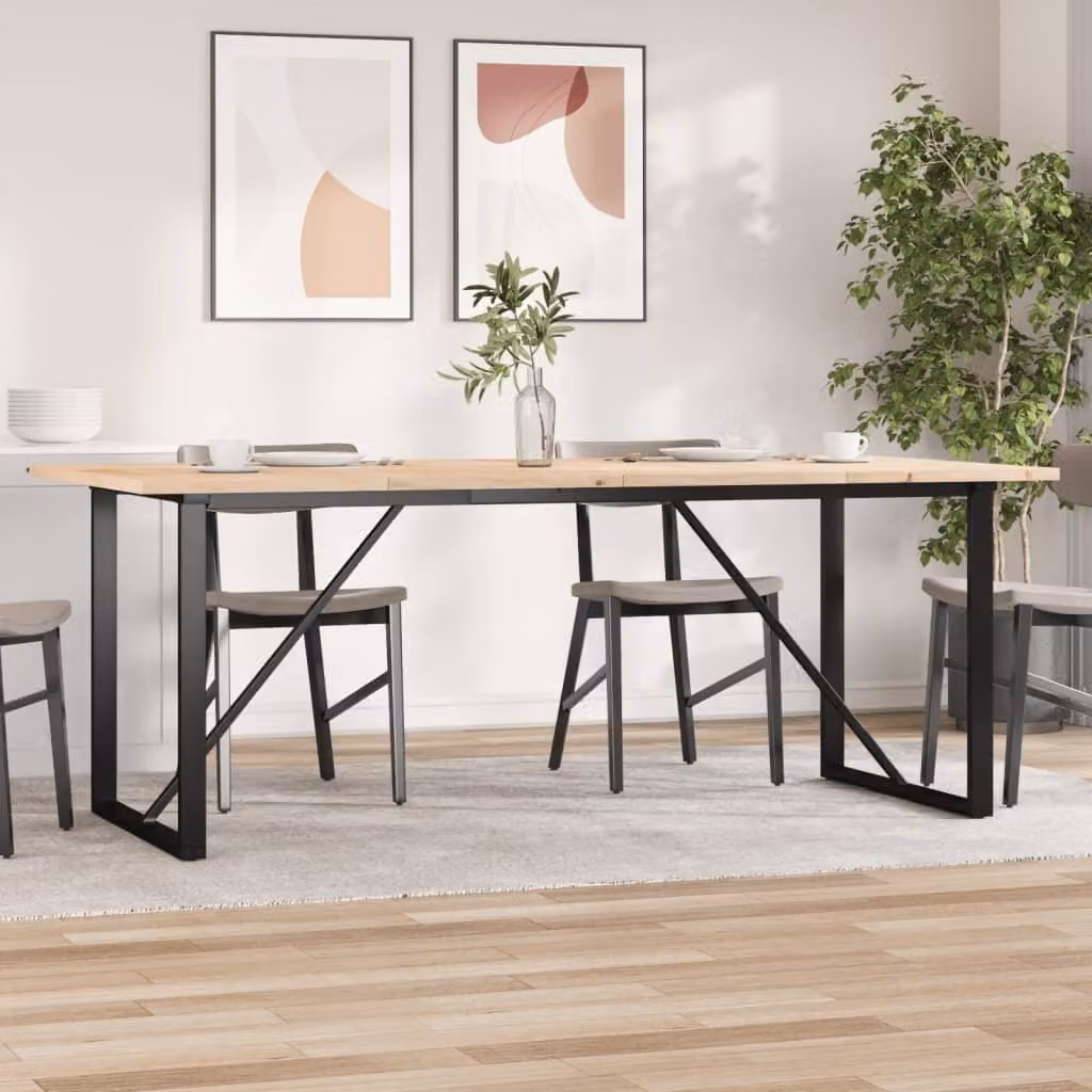 Maison Exclusive - Tavolo da pranzo con base a O 200x100x75,5 cm in legno massello di pino e acciaio