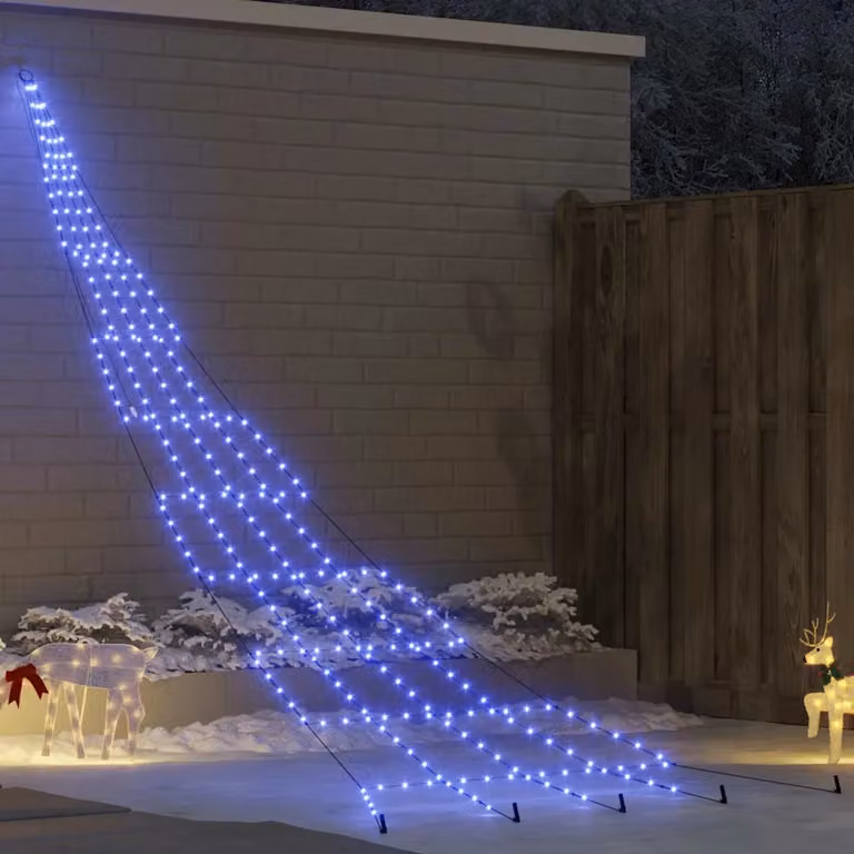 Albero di Natale LED vidaXL Blu con picchetti per terreno e controller incluso