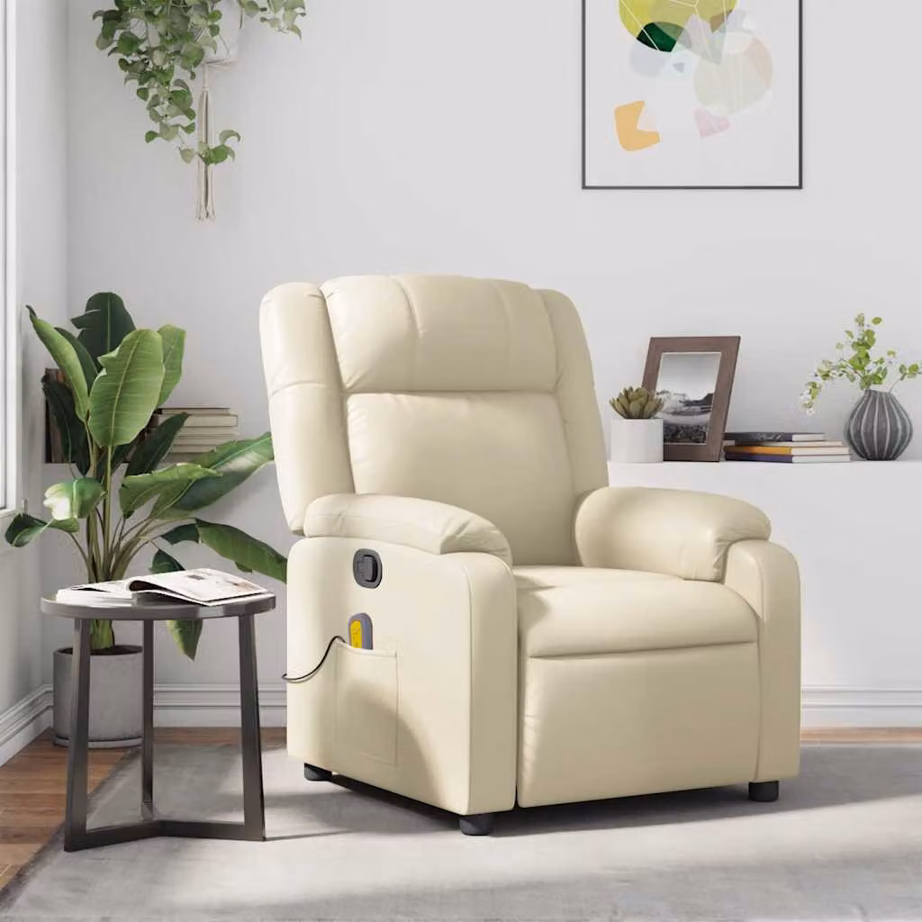 Poltrona Relax Reclinabile vidaXL in Similpelle Beige con Braccioli