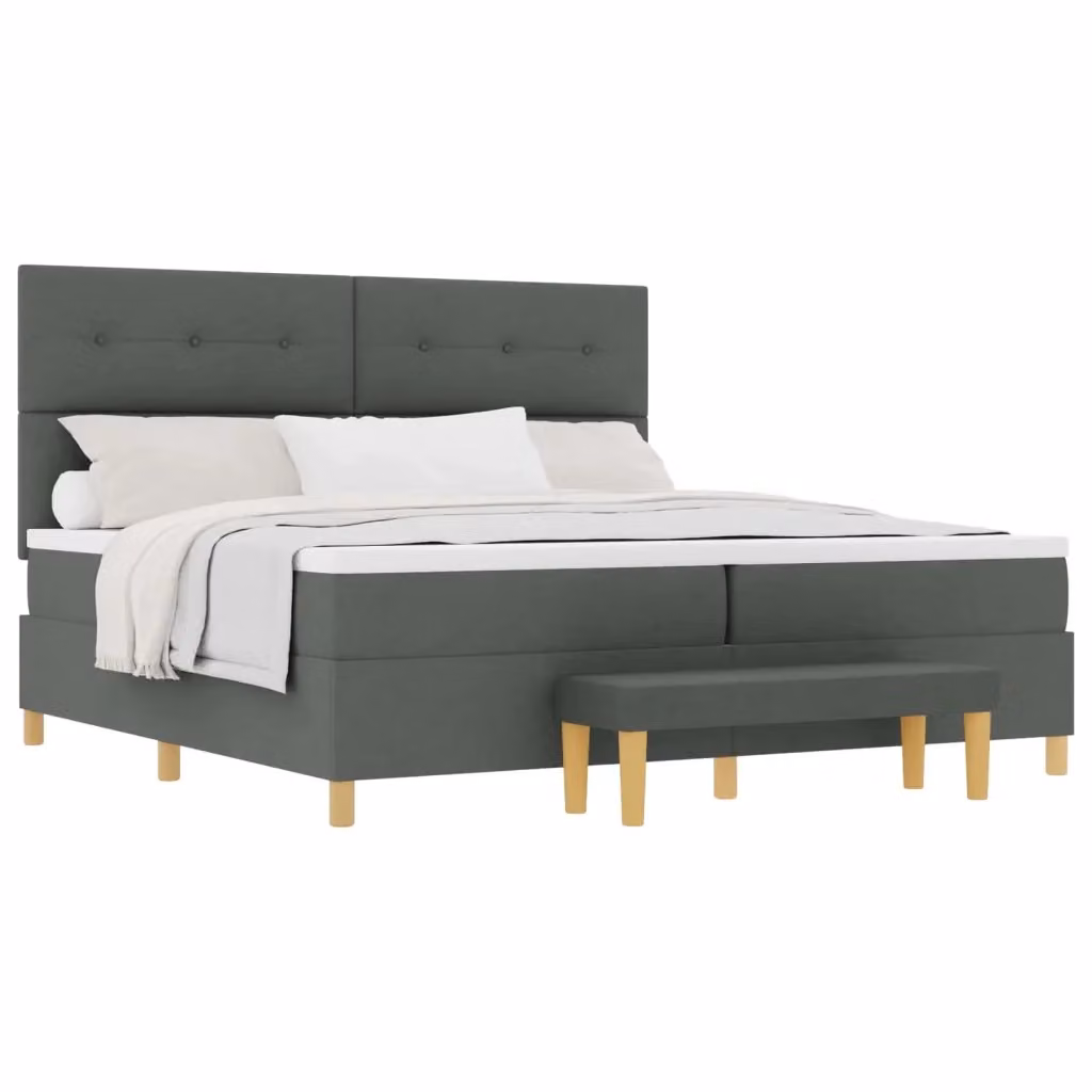 Letto a molle moderno vidaXL con testiera in tessuto grigio, L: 200 cm, P: 200 cm, H: 128 cm – 2