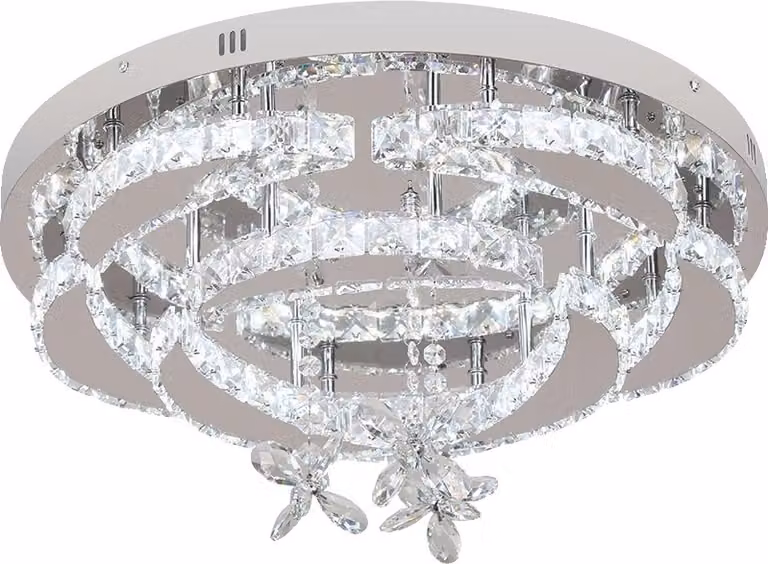 Lampada a sospensione moderna in cristallo, con strisce LED da 56W, luminosità regolabile, finitura argento, design versatile