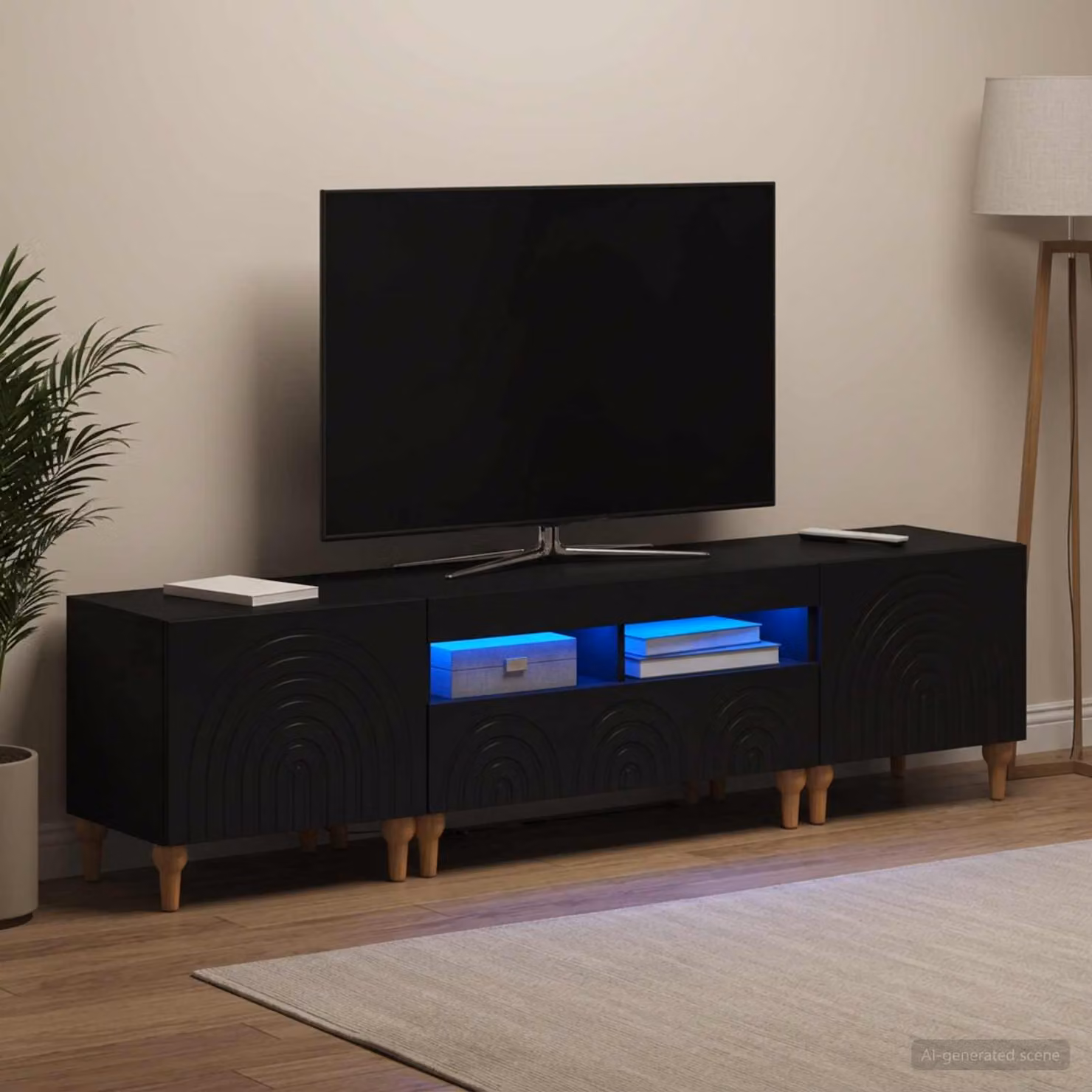 Mobile TV stand vidaXL moderno in MDF nero con illuminazione LED integrata