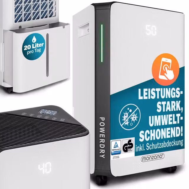 Deumidificatore Elettrico Monzana Bianco con Controllo Wifi e App per Smart Home, Capacità 20L/giorno, Ideale per Ambienti 20-30m² – 1