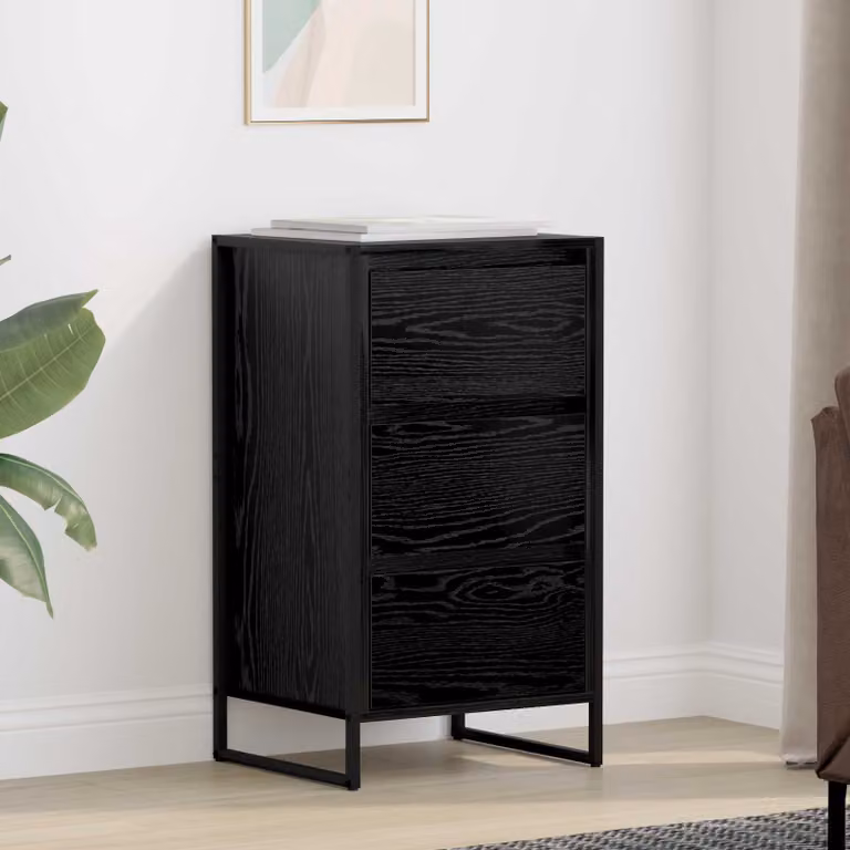 Credenza vidaXL in stile industrial in legno MDF e metallo, colore nero, L 43 x P 36 x H 75,5 cm