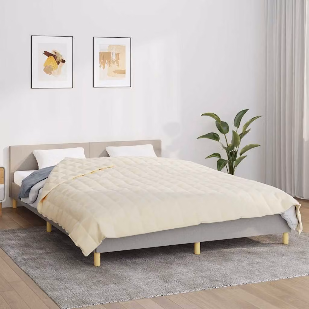 vidaXL Coperta Ponderata in Microfibra Beige, L 200 cm x P 225 cm, 13 kg