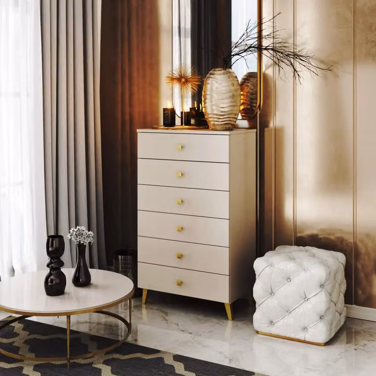 Comò dal design moderno MAVRIEL - cashmere / oro