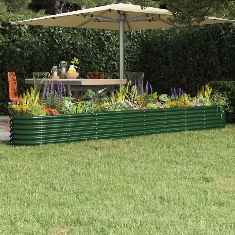 Letto rialzato da giardino vidaXL in acciaio zincato verde L: 332 cm, P: 40 cm, H: 36 cm
