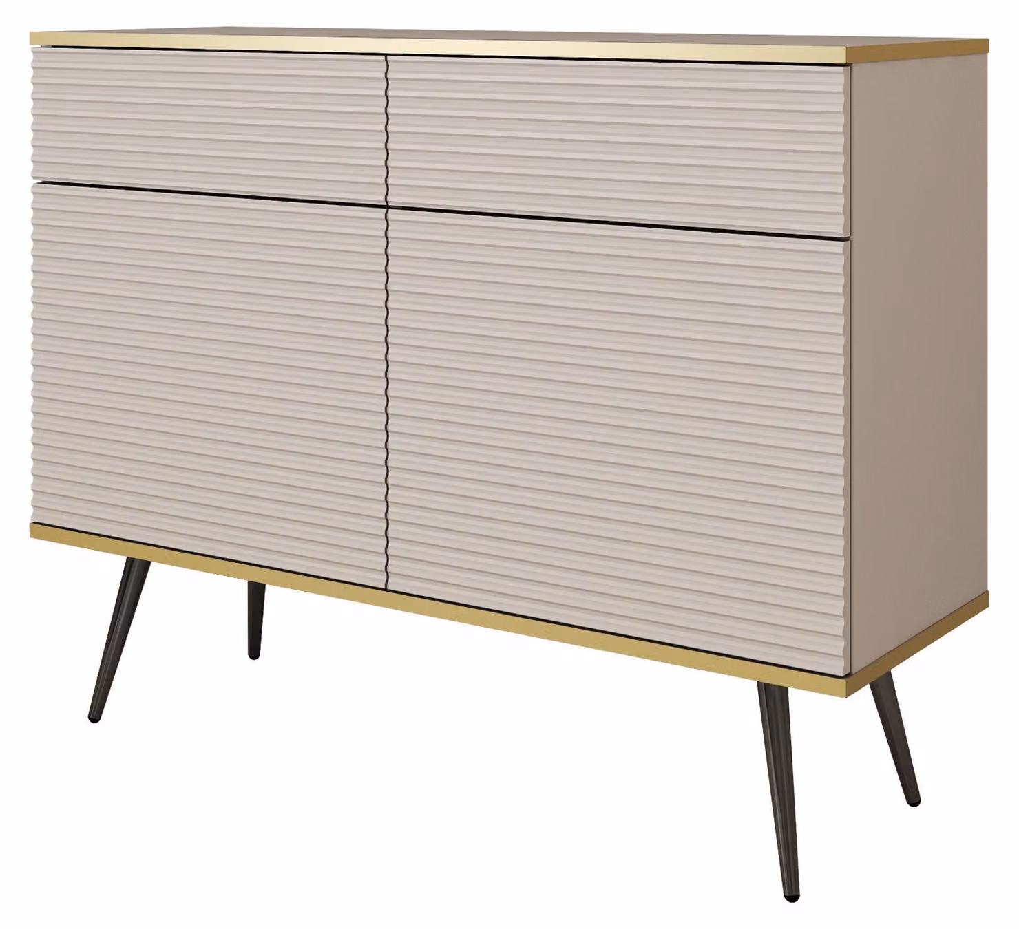 Credenza glamour beige con gambe nere, 107 x 85 x 39