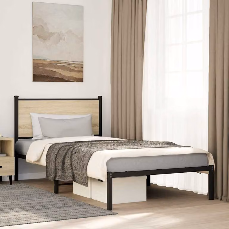 vidaXL Giroletto in Metallo e Legno Rovere Sonoma Marrone L/P/H: 196 x 105 x 91,5 cm