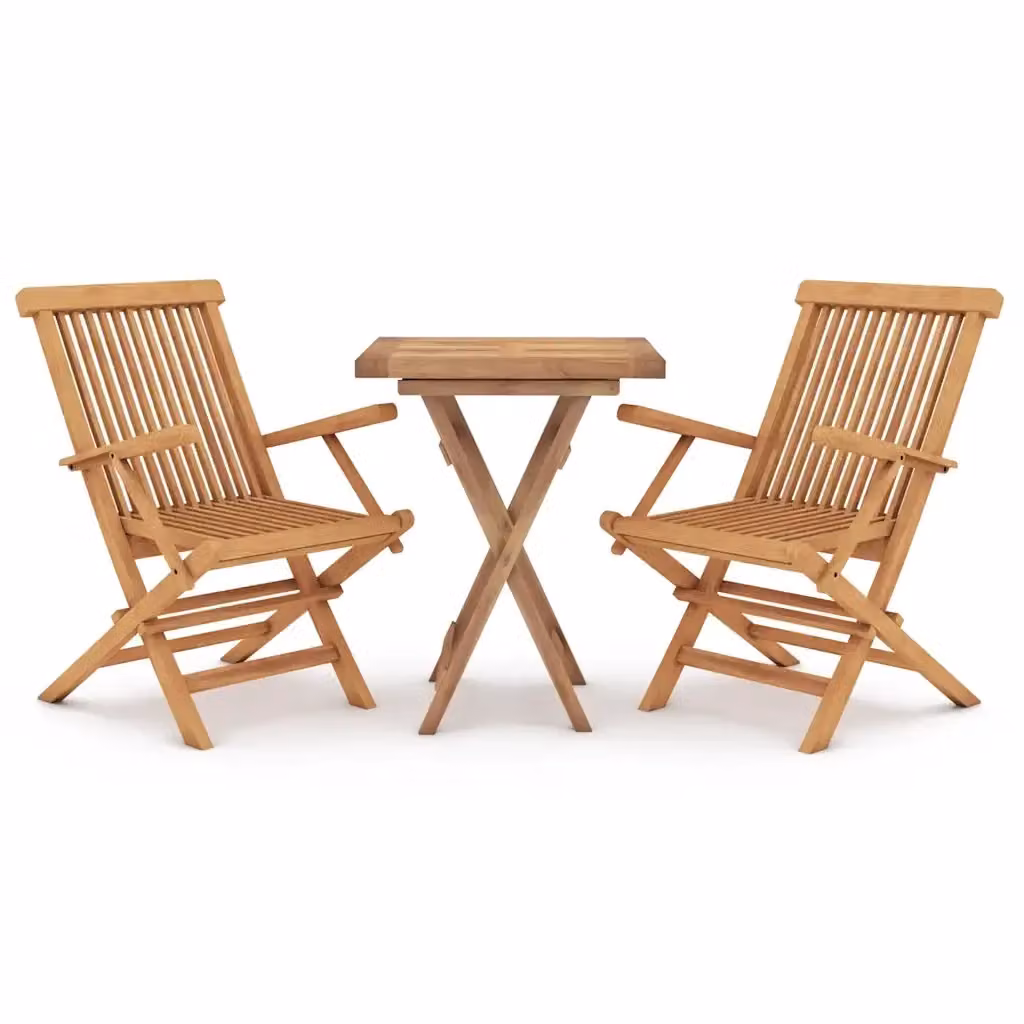 Set da pranzo per giardino e terrazzo vidaXL in legno di teak marrone composto da 3 pezzi – 2