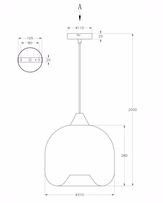 Maia Lampada a Sospensione Fabas in Metallo e Vetro Soffiato Colore Ambra Diametro: 31 cm – 2
