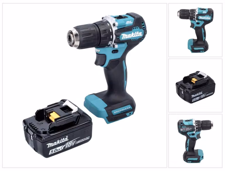 Trapano avvitatore a batteria Makita DDF 487 T1 18 V 40 Nm senza spazzole + 1x batteria ricaricabile 5,0 Ah - senza caricabatteria