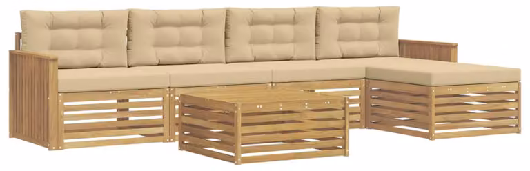 Set di divani da esterno, 6 pezzi, colore beige, dimensioni 79 x 79 x 37 cm