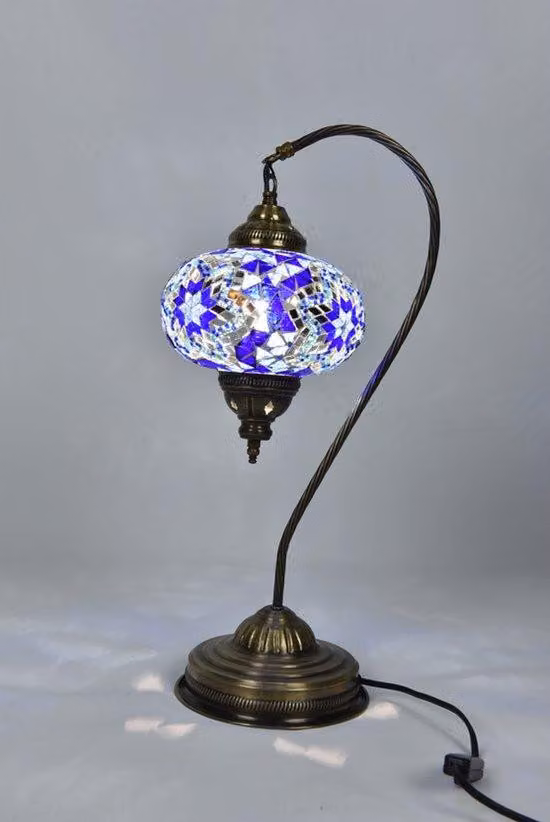 Lampada da notte turca realizzata a mano in blu – Lampada orientale Sprookjes, alta 42 cm, unica e decorativa
