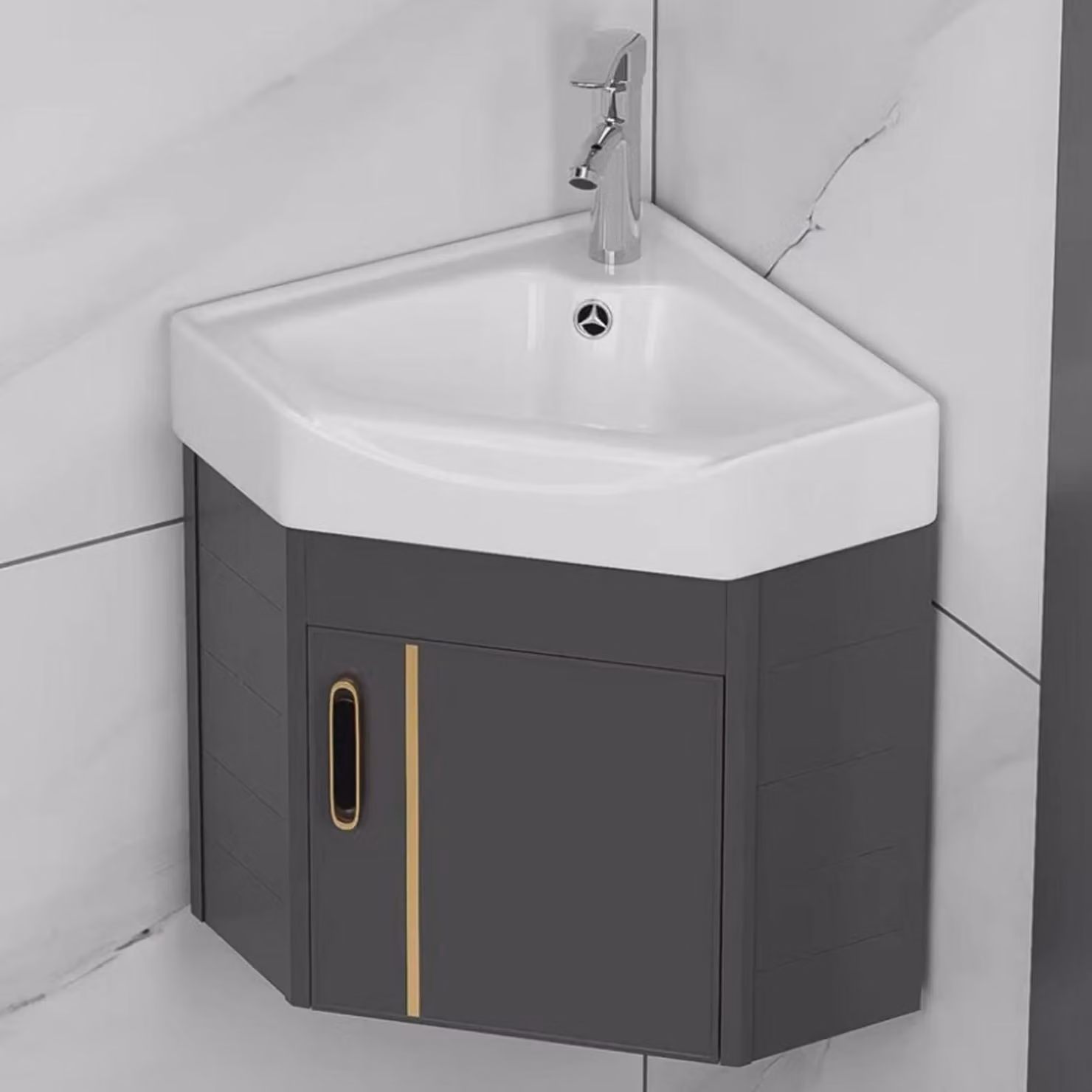 Lavabo da appoggio con mobile sottolavabo in Vetroceramica, dimensioni 38x40x43 cm, ideale per bagni di servizio