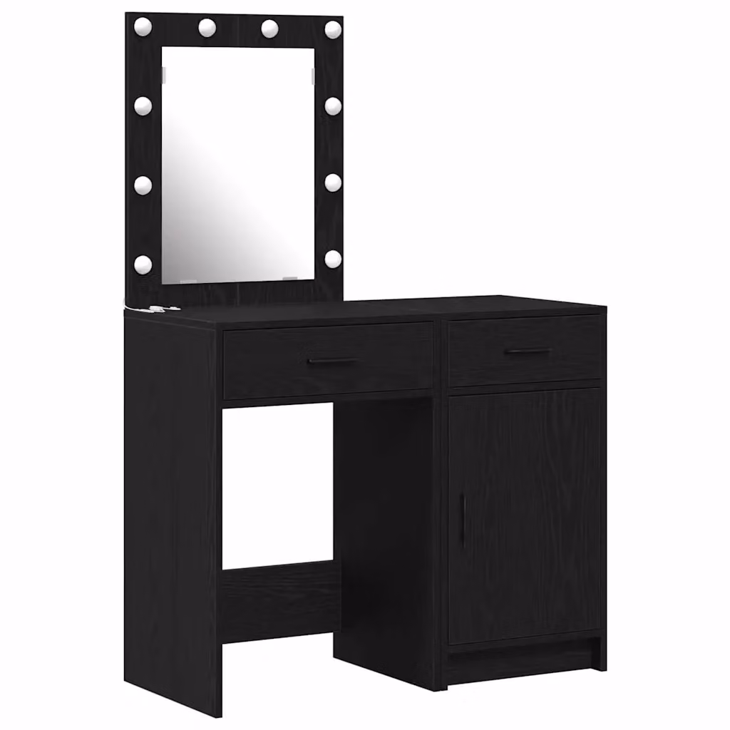Set di 2 Tavoli da Trucco Moderni vidaXL in MDF Nero L: 50 cm, P: 41 cm, H: 135 cm – 2