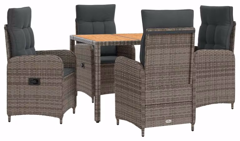 Set da tavolo da esterno, 5 pezzi, color grigio chiaro e grigio scuro