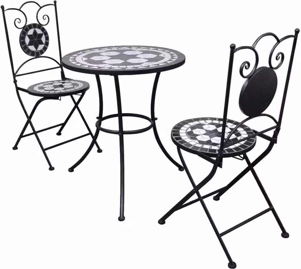 Maison Exclusive - Set da bistrot da 3 pezzi in Vetroceramica bianca e nera