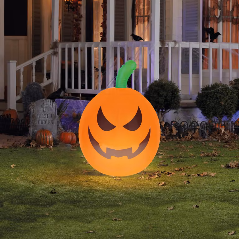 Zucca di Halloween gonfiabile con luci LED RGB - 40 cm