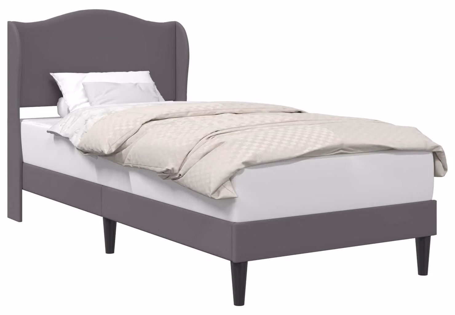 Struttura del letto con testiera Grigio 90 x 200 cm Pelle finta