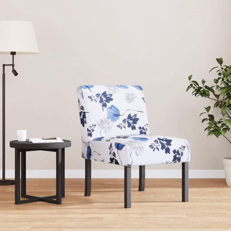 Maison Exclusive - Poltrona imbottita, motivo floreale, tessuto blu