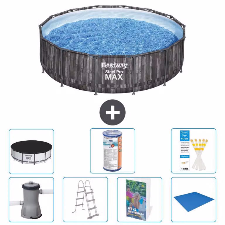 Piscina gonfiabile Bestway Steel Pro MAX, rotonda, 427x107 cm, composta da 6 parti, modello S594