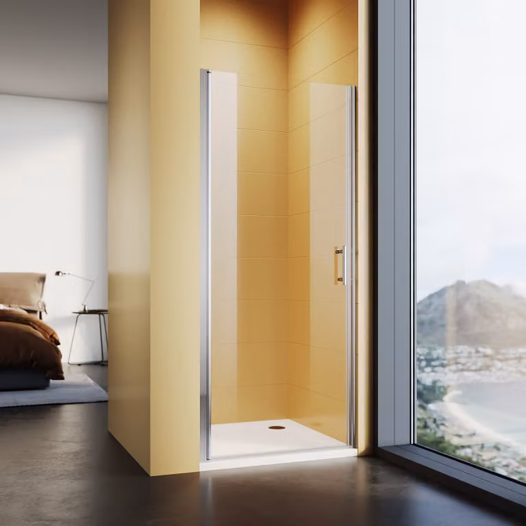SONNI porta doccia a battente 70x185cm, porta per nicchia doccia, con range di regolazione, box doccia, porta doccia, nano vetro, nano rivestimento effetto loto