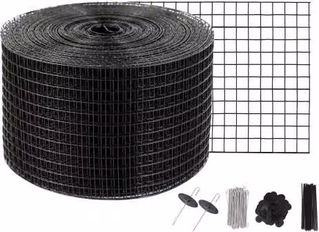 VEVOR Rete di Protezione per Pannelli Solari a Rullo, Griglia Anti-Uccelli in Acciaio Zincato con Rivestimento in PVC Nero, Dimensioni: H 20,3 cm x L 30,5 m