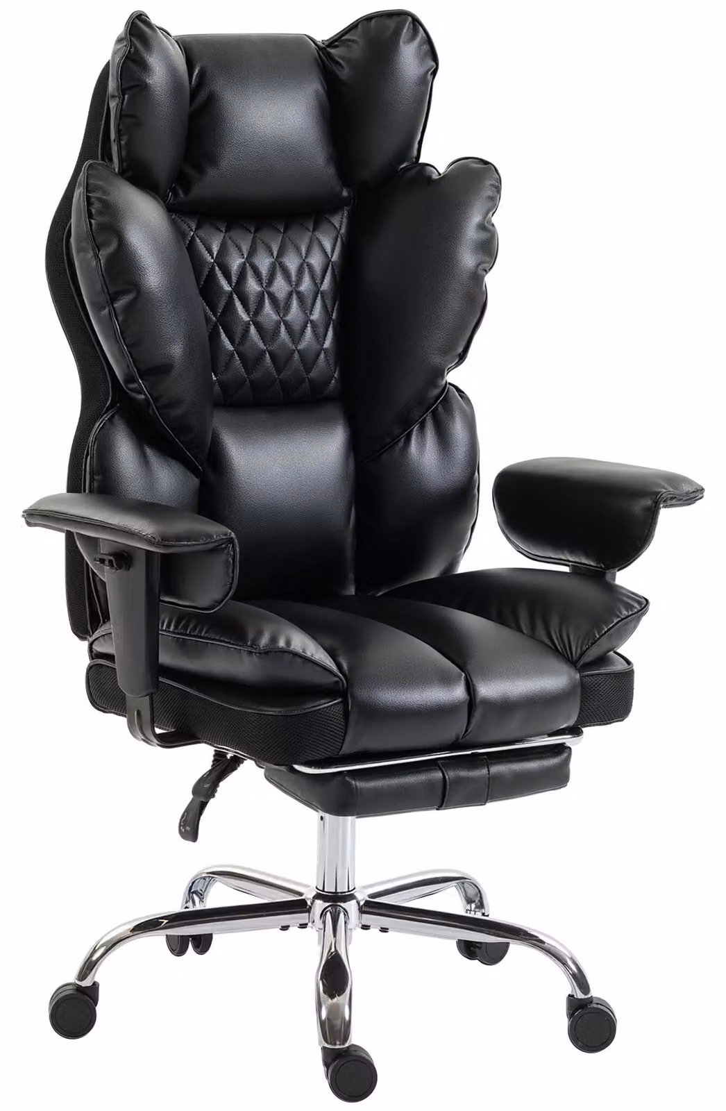 Sedia da ufficio - Sedia ergonomica per ufficio - Poggiapiedi - Ecopelle - Regolabile in altezza - Portata massima: 180 kg - Supporto lombare - Poggiatesta e braccioli regolabili