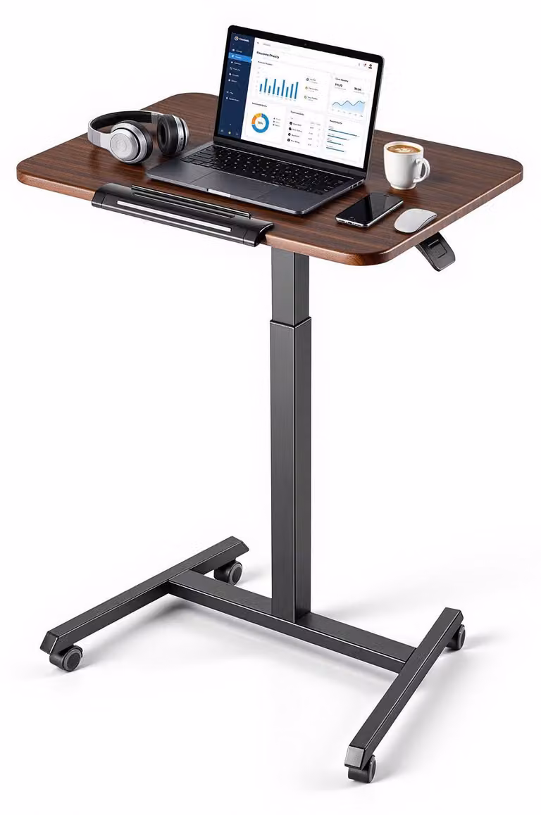 Scrivania regolabile in altezza - Scrivania computer regolabile in altezza per lavoro in piedi o seduti - 65x48x76-110,2 cm - Inclinazione regolabile da 0 a 90° - Capacità di carico: 15 kg - Con rotelle e freno - Ideale per l'ufficio domestico