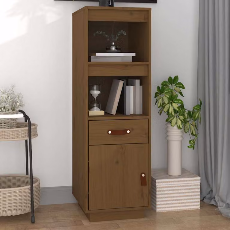 Credenza vidaXL in legno massello di pino color ambra, L 34 cm x P 40 cm x H 108,5 cm