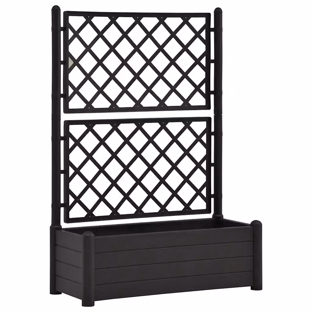 Fioriera da giardino con graticcio vidaXL in plastica color antracite L: 100 cm, P: 43 cm, H: 142 cm – 2