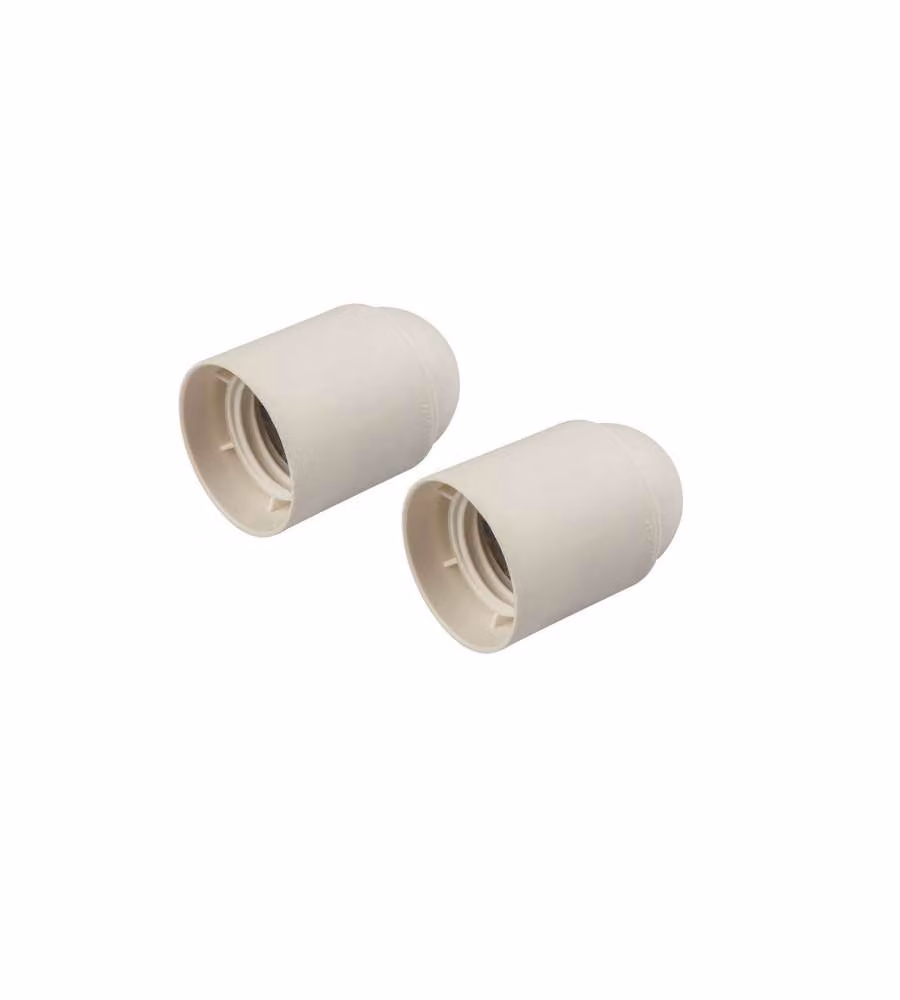 Set di 2 portalampade Poly Pool E27 in plastica bianca con finiture in ottone e design minimalista