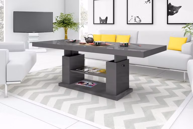 Tavolino di design HN-777, regolabile in altezza e allungabile, tavolo da pranzo
