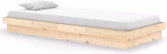 Letto singolo per adulti in legno massello di pino con doghe piatte fisse L/P: 90 x 200 cm
