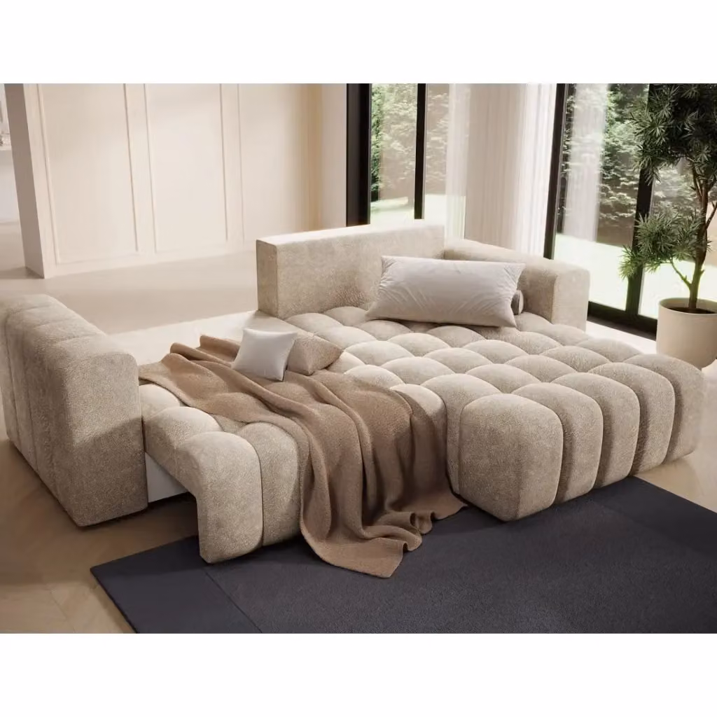 Divano ad angolo convertibile DORY MEUBLORAMA beige con funzione letto e vano contenitore angolo destro L/P/H: 250 x 175 x 92 cm – 2