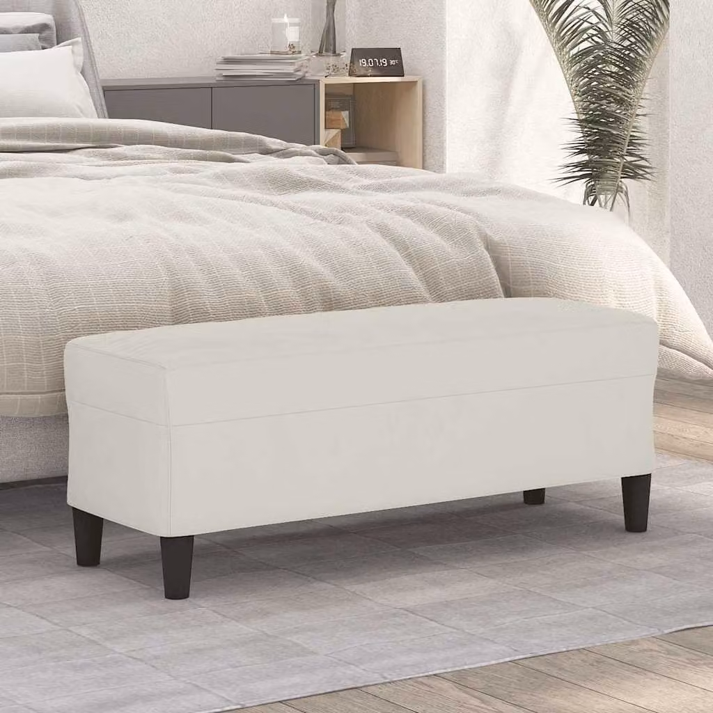 Panca vidaXL in velluto beige per soggiorno e camera da letto L: 100 cm, P: 35 cm, H: 41 cm