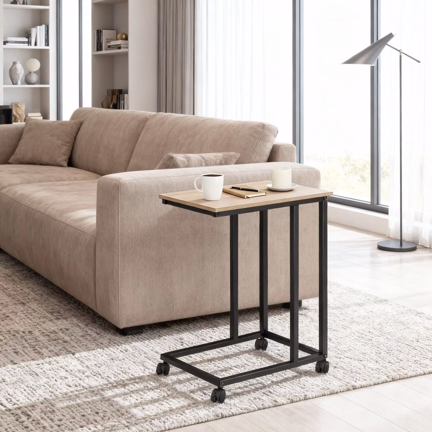 Tavolino da soggiorno industriale TecTake in legno rovere e metallo, L/P/H: 48 x 35 x 70 cm – 1