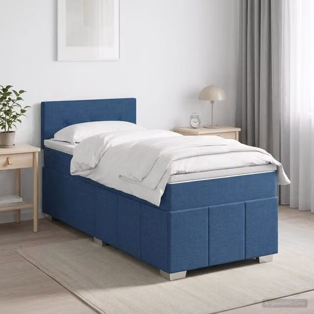 Letto box spring con materasso Blu 90 x 200 cm Tessuto 3451128