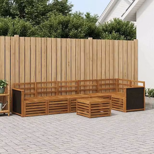 Set di divani da esterno 6 pz Naturale Legno di Acacia Massello 3384430
