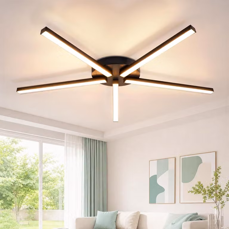 ZMH lampada a soffitto LED bianco caldo soggiorno lampada a soffitto 24W soffitto nero 64,2 cm metallo 3000K per camera da letto soggiorno