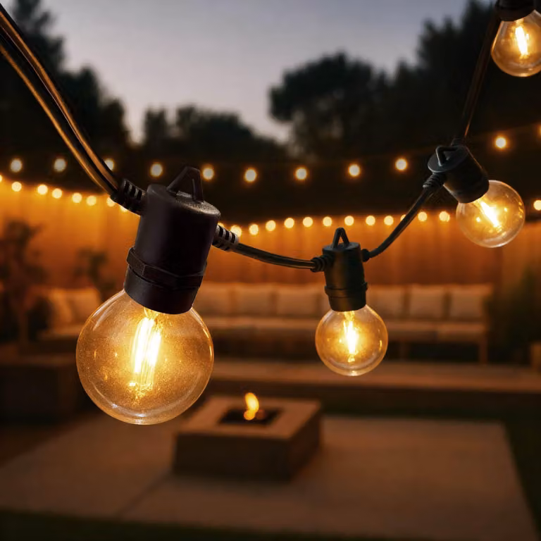 Cavo luminoso a LED, grado di protezione IP54, 3W, luce calda, lunghezza 5,5 metri, 10 lampadine