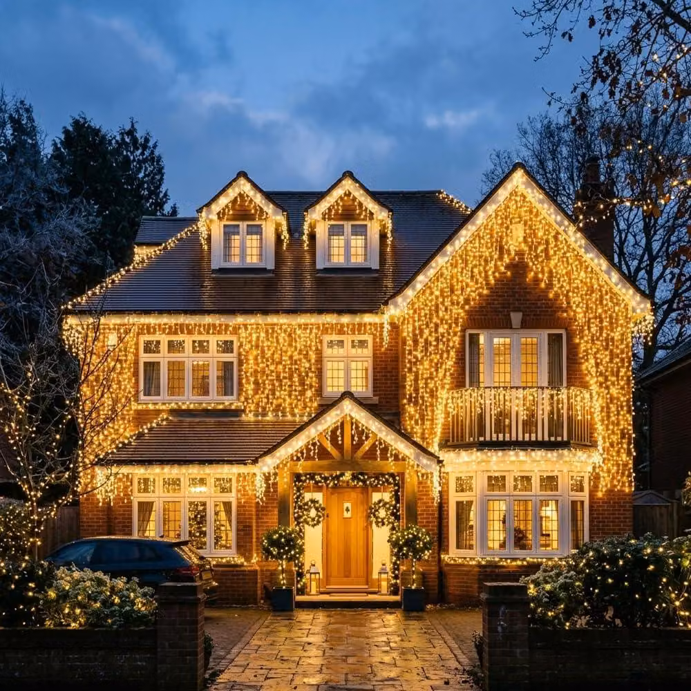 Catena luminosa a LED con effetto ghiaccio, 120 luci bianche calde, lunghezza 4 metri