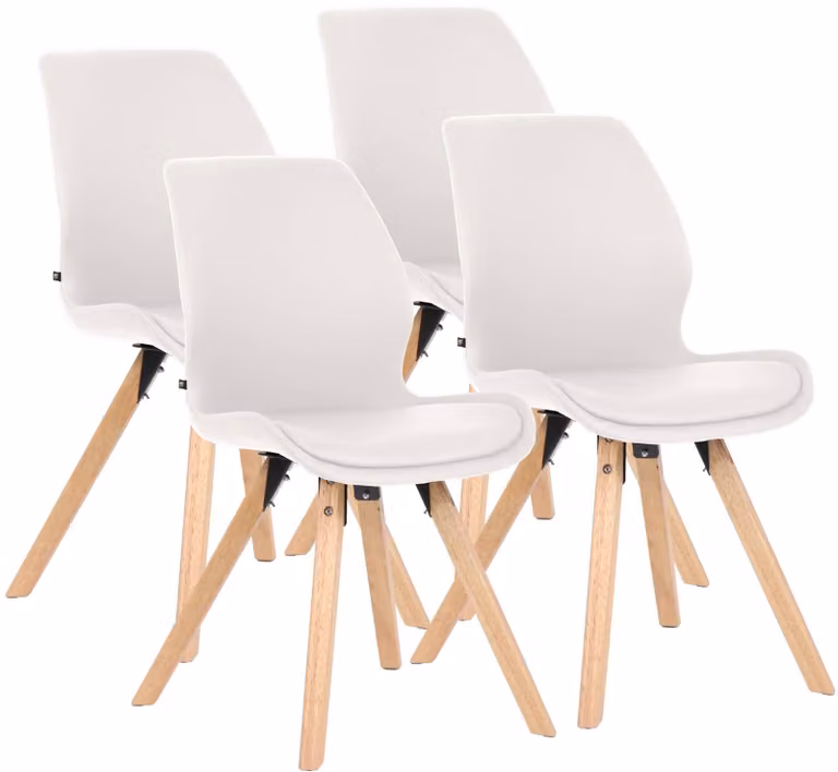 Set di 4 sedie da pranzo imbottite CLP Luna, sedie moderne imbottite con schienale bianco, in ecopelle
