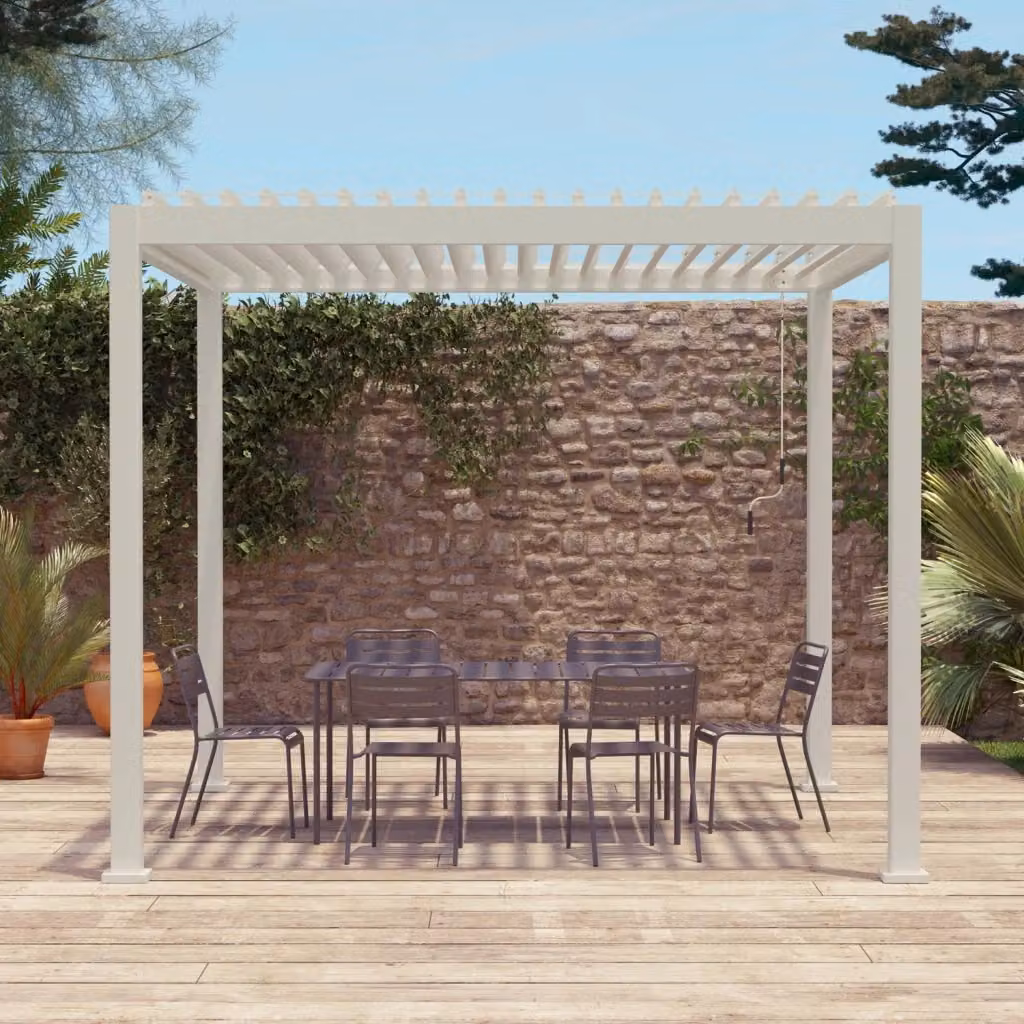 Pergola bioclimatica Sweeek in alluminio con lamelle orientabili, beige, L: 301 cm, P: 301 cm, H: 250 cm – 2
