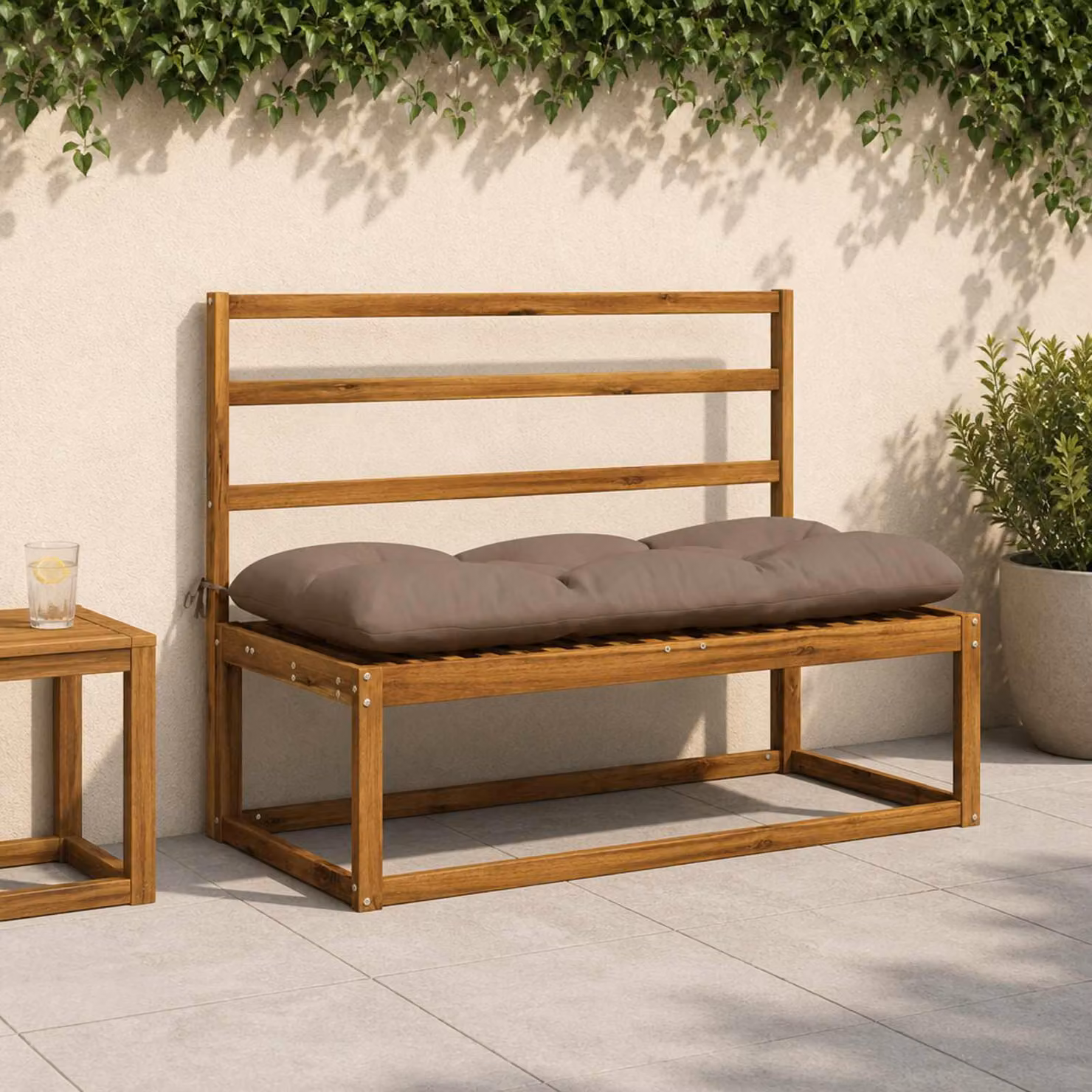 Set di 2 cuscini per panchina vidaXL VIANEN in poliestere, resistenti ai raggi UV e lavabili, colore tortora