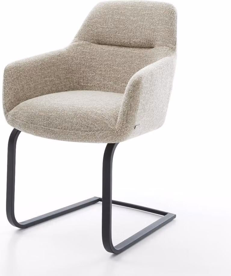 DELIFE sedia a sbalzo Pejo-Flex tessuto Soft Beige sedia a sbalzo piatta Black pocket spring core