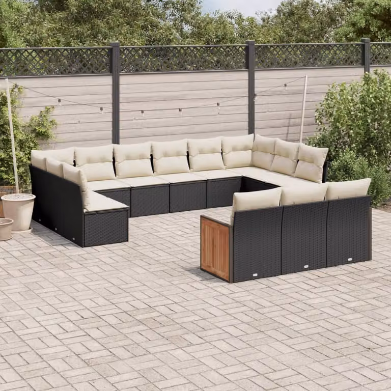 Maison Exclusive - Set Divani da Giardino 13pz con Cuscini Nero in Polyrattan