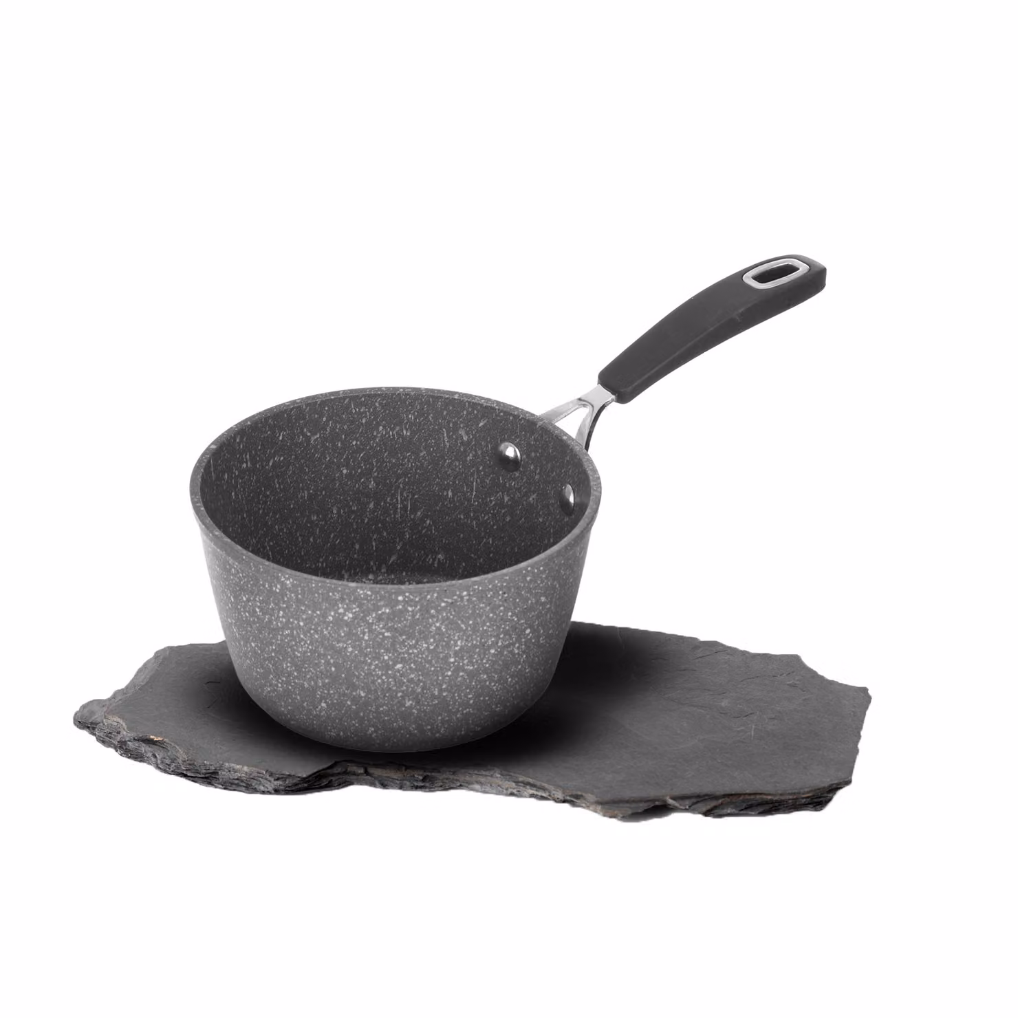 Mini casseruola con un manico KASANOVA Petra Dark nero e grigio con rivestimento antiaderente in ceramica e alluminio, diametro 14 cm – 2